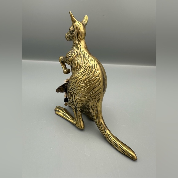 Hand Crafted Vintage Brass Kangaroo Brooch Art | One of a Kind Upcycled Decor - Picture 6 of 7